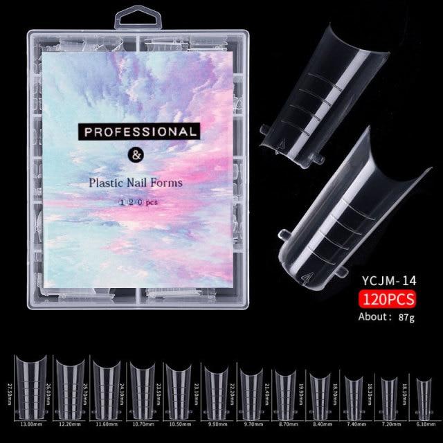 120pcs Kit Plastic Curve False Nails Art Dual Form French Tips Gel Extension Mode Acrylic Manicure Tool Accessories Sets