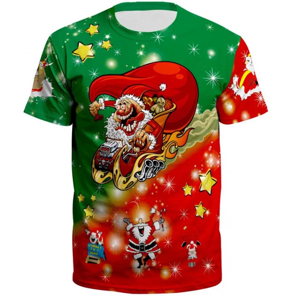 Weihnachts-T-Shirts Weihnachtsmann 3D-Druck Herren Damen Mode Übergroße Kurzarm-Tees Oberteile Party Cosplay Kleidung