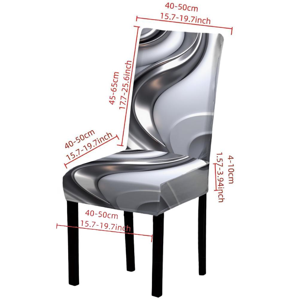 Modern Abstract Silver Grey Stretch Dining Chair Covers 4/6 Pack Slipcovers Universal Fit Fabric Protectors For Home Kitchen