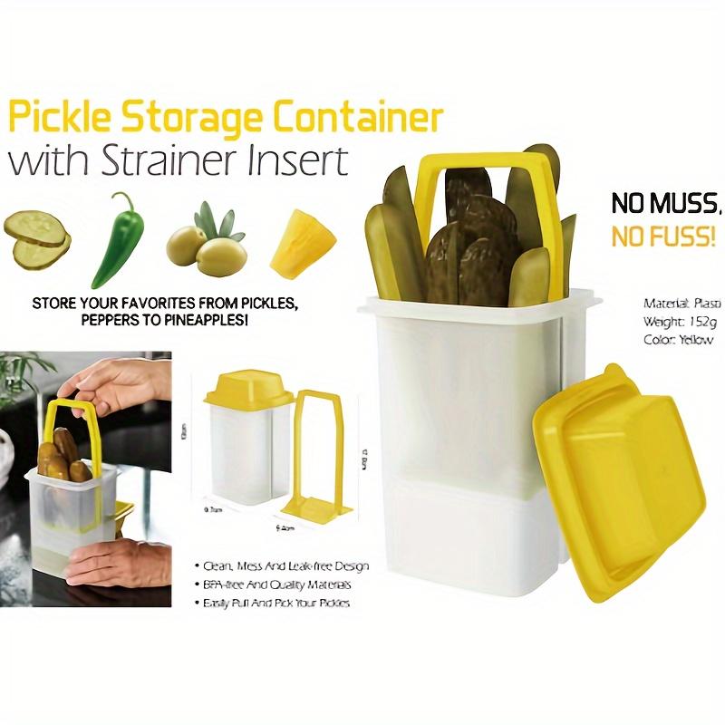 Reusable Pickle Jars - BPA Free Pickles Container with Strainer for Mess-Free Storage of Condiment Food-Easy To Open Lid Design
