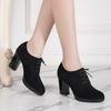 Dámské boty na vysokém podpatku Platformová podrážka Černé pracovní boty Dámské šaty Jaro Podzim Kulatá špička Silný podpatek Velká velikost 43 Ležérní lodičky