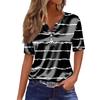 Women's Fashionable Casual Plaid Polka Dot Print Collar Short-sleeved Button T-shirt Top