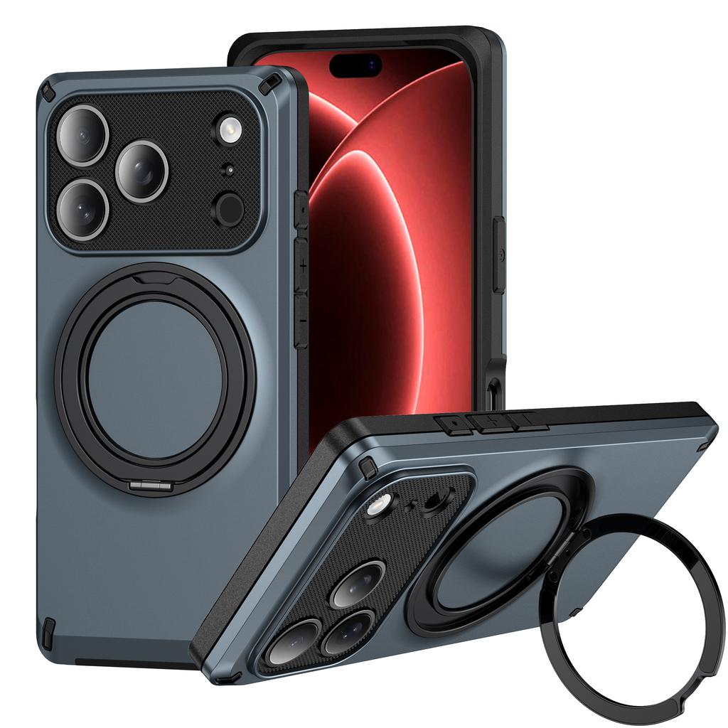 For Magsafe Magnetic 360°Rotating Metal Bracket Armor Phone Case for IPhone 18 Pro Max 15 16 17 Pro Max Plus 18 Pro Bumper Cover
