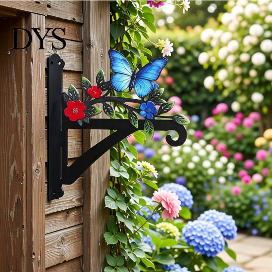 Weather Resistant Wall Hanger Metal Plant Hook Heavy Duty Hanging Basket Bracket Decorative Parrot Decor Cat Flower Butterfly for Planter Lantern Bird