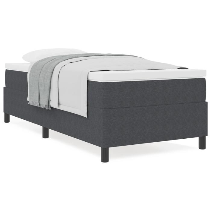 VidaXL Lit avec sommier avec matelas gris foncé 90x200 cm tissu en velours côtelé 3337443