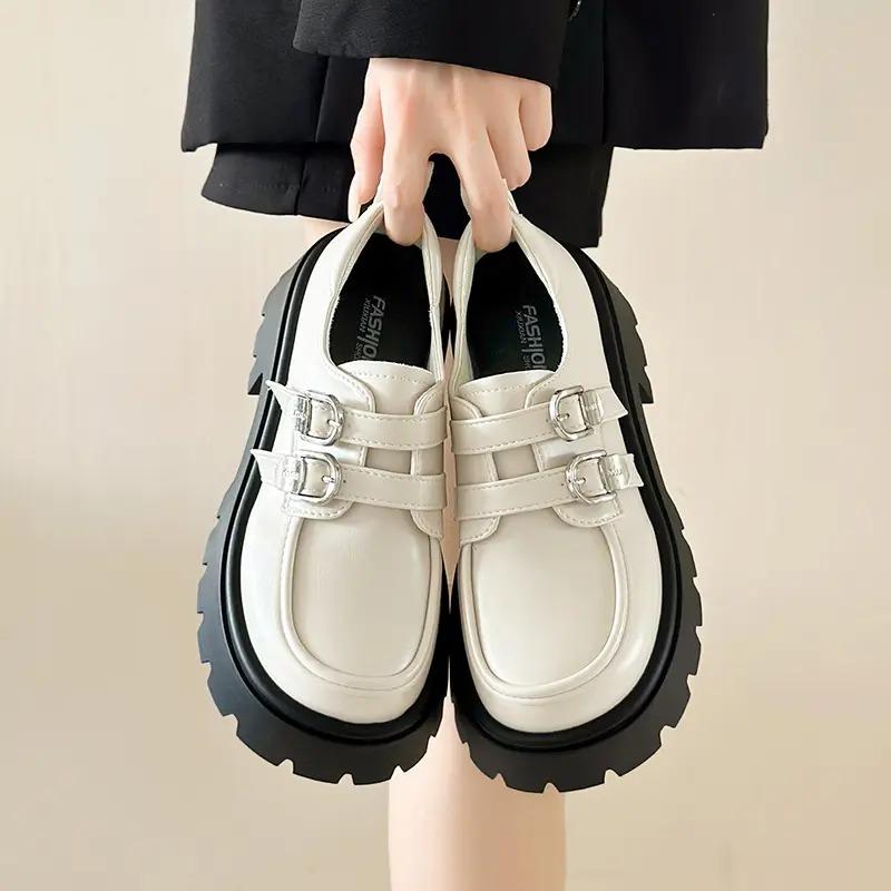 Autumn Fashion Shoes for Women Platform Casual Woman Pumps British Style Oxfords Round Toe Female Footwear Preppy New Retro