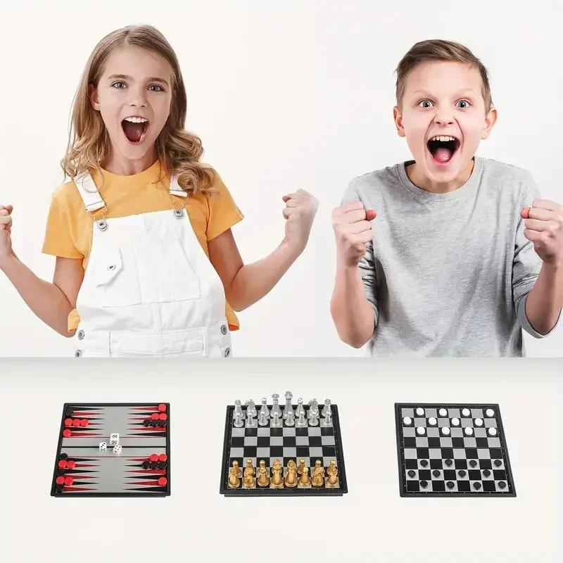Mini Chess Set Travel Board Game Magnetic Portable Small Folding Pocket Chess Games For Kids And Adult