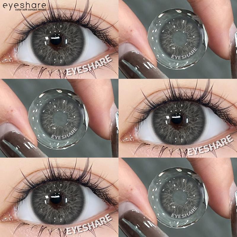 Eyeshare 1 Pair KING Gray Contact Lenses for Eyes 14.2mm Natural Brown Blue Softlens Eye Makeup Contacts Fashion Cosmetic