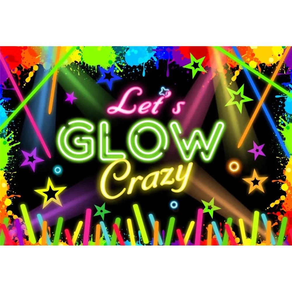 Splashing Graffiti Glow Wall Backdrop  HipHop Theme Happy Birthday Party Photography Background BannerTapestry