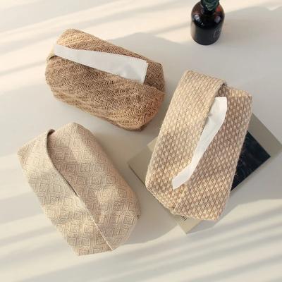 NEU Japanischer Jute-Taschentuchspender Serviettenhalter für Wohnzimmertisch Taschentuchboxen Behälter Zuhause Auto Papierspender Halter
