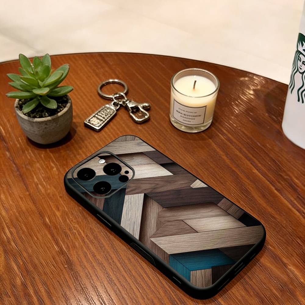Luxury Vintage Wood Phone Case For iPhone 17,16,15,14,13,12,11 Plus,Pro Max,XS,Soft Silicone Black Cover