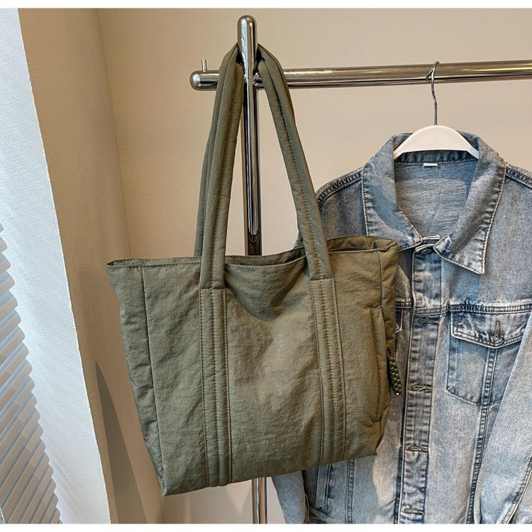 

Сумка-тоут из утолщенного нейлона с несколькими карманами на молнии для повседневного ношения на плече для студентов-художников зелёный