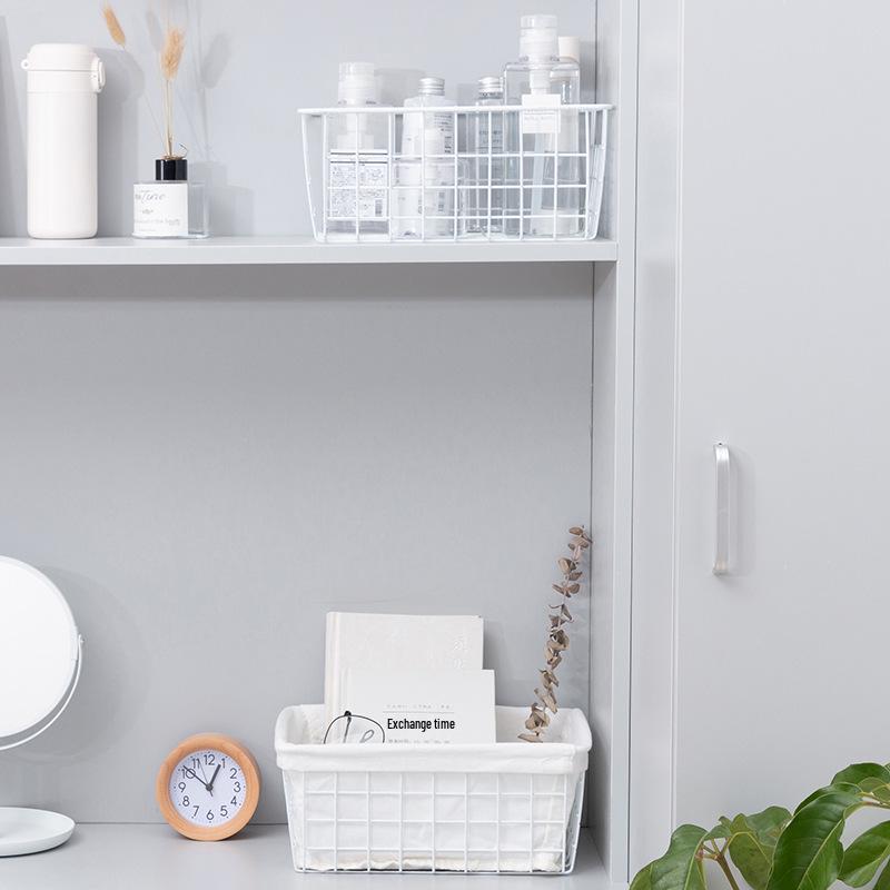 Wrought Iron Desktop Storage Basket for Cosmetics and Snacks