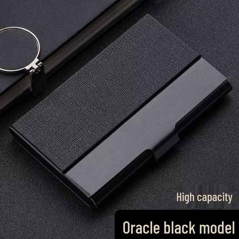Men's and Women's Portable Stainless Steel Leather Business Card Holder