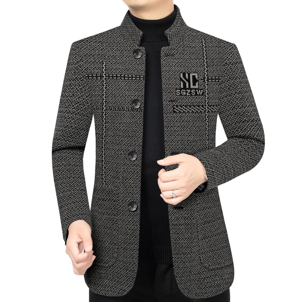 Men's Woolen Short Suit Coat - Velvet Lined, Thick & Warm for Autumn/Winter