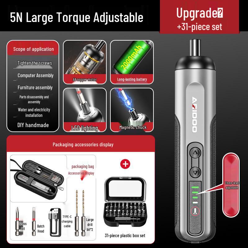 Rechargeable Mini Electric Screwdriver Set with Lithium Battery