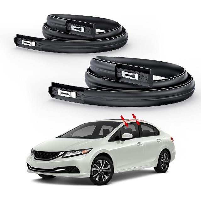 Roof Drip Moulding Kit For 2012-2015 Honda Civic 4-Door Sedan, Black Rubber Weatherstrip Trim For Left & Right Side,Replace#74316TR0A01 74306TR0A01