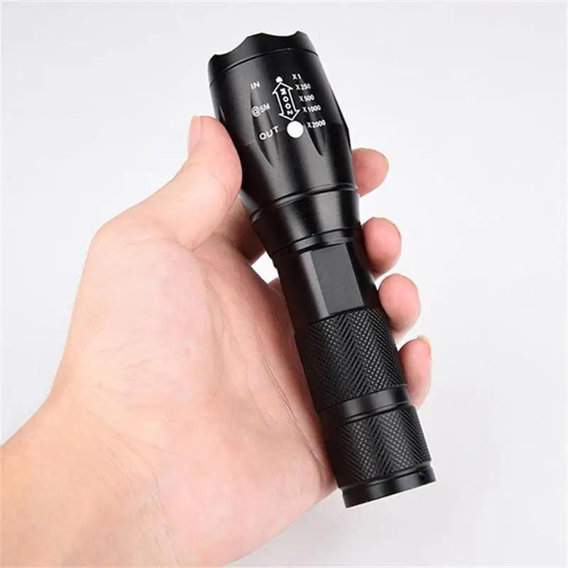 T6 Strong Light Flashlight LED Aluminum Alloy Telescopic Zoom Battery Version Outdoor Searchlight Remote Flashlight