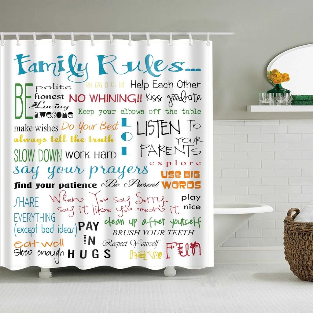 3D Old Vintage Wood Doors Shower Curtain Home Decor Polyester Fabric Bath Curtains Stripes Letters Bathroom Curtains