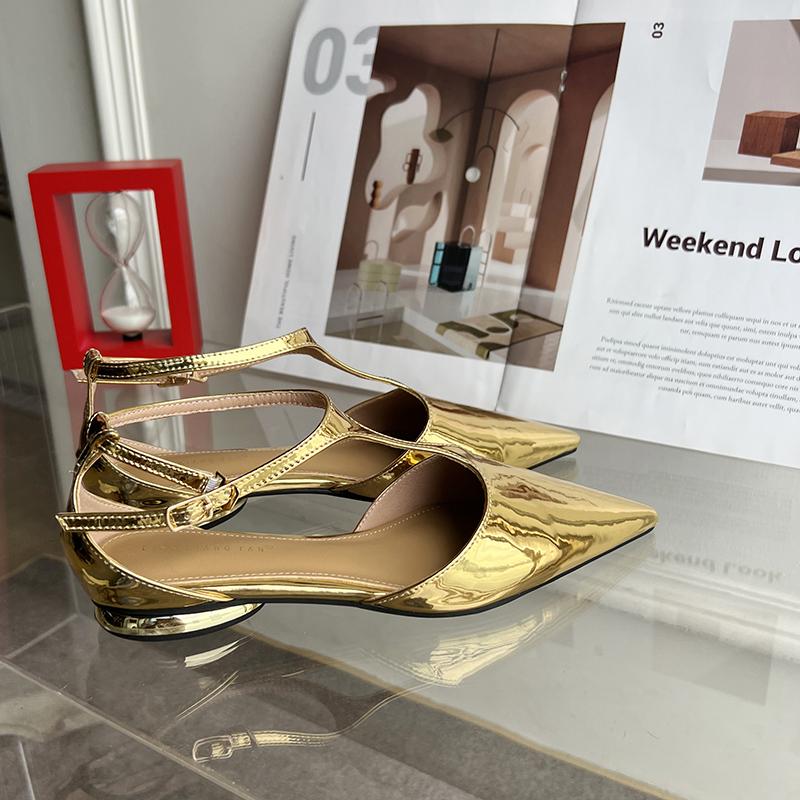 Fashion Bailamos 2025 Spring New Women Flats Fashion Pointed Toe Shallow Sandals Ladies Elegant Square Low Heel Dress Sandal Pumps Shoes