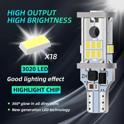 2 Pièces Ampoules LED T15 W16W Ampoules Canbus SANS Erreur 3020 12V Blanc Pour Feu de Recul de Voiture Feu de Stationnement Lampe de Recul Universel