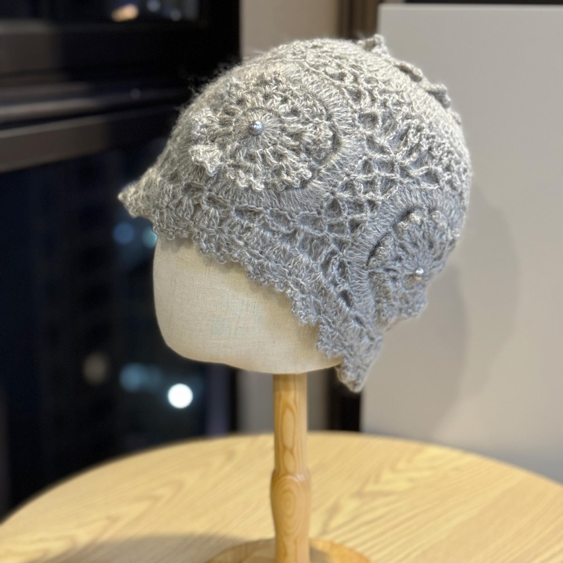 Новая осенне-зимняя утолщенная вязаная шапка ручной работы двойного слоя, женская теплая шерстяная шапка, темпераментный этнический стиль, шапка-бандана one size