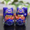 Waza no Kura Maneki Neko Figurine Kutani Ware Chibi Aomori-kun Opening Celebration Birthday Present Pair Gift