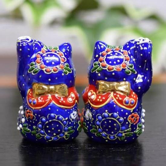 Waza no Kura Maneki Neko Figurine Kutani Ware Chibi Aomori-kun Opening Celebration Birthday Present Pair Gift