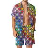 Conjuntos de Camisetas Arcoíris Impresión 3D para Hombre Moda Casual Manga Corta Camisas Pantalones Cortos Oversize Ropa de Calle Hawaiana Trajes Ropa