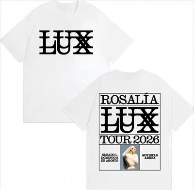 Rosalía Rosalia LUX Album Tour 2026 Grafika 100% Bawełna Unisex Koszulka Y2k Styl Hip Hop Lato Męska Koszulka z Krótkim Rękawem Prezent dla Fana
