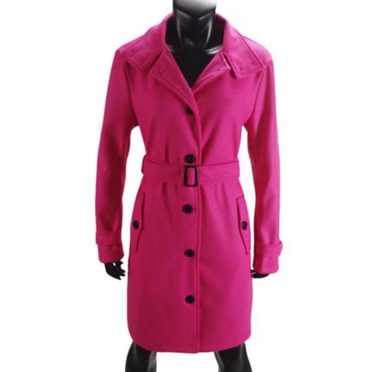 Plus Size Winter Woolen Coat High Collar Single Breasted Belted Jacket Long Sleeves Pure Color Thick Warm Dating Shopping Outerwear