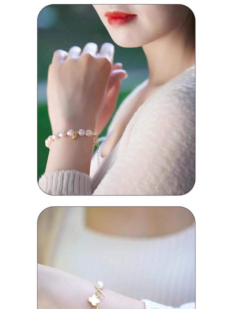 2025 Trendy Genuine Pearl Bracelet for Women – Strong Luster Purple Beaded Elastic Cord