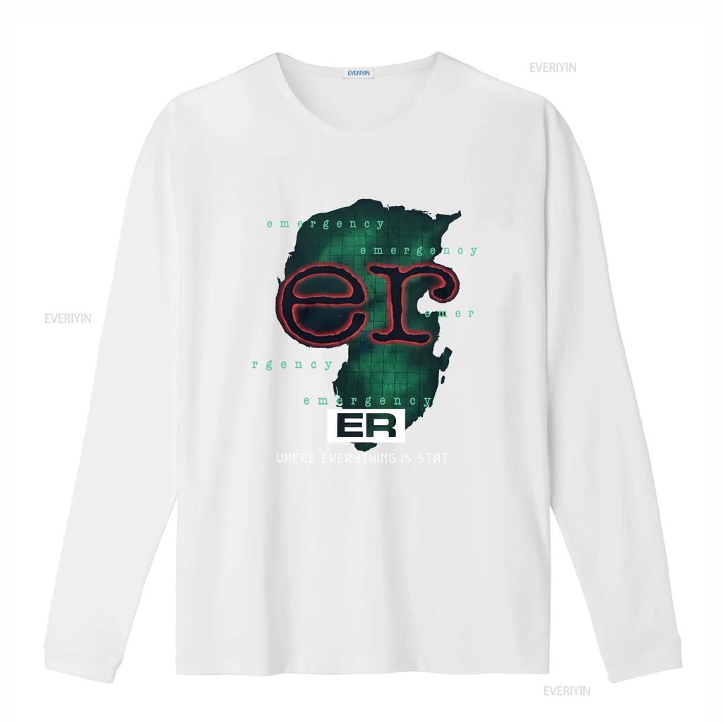 Tricou TV Show de Urgență ER Bumbac Negru Adult S XL UB vintage Spălat Confortabil Versatil streetwear modă grafic