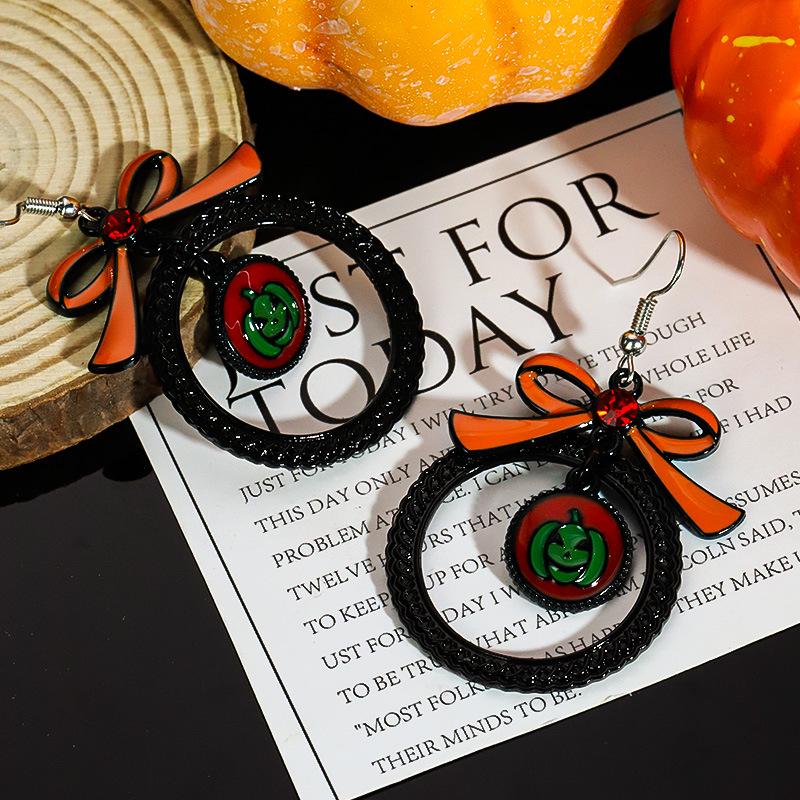Halloween Cartoon Earrings: Pumpkin, Ghost & Bat Dangles for Women