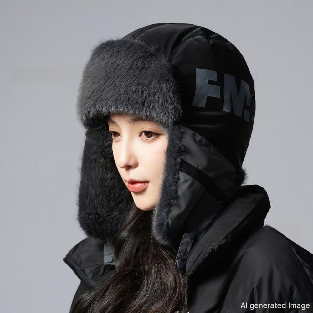 Winter Knit Trapper Hat Fleece Lined Thickened Earflap Beanie Windproof Warm Cold Weather Cap
