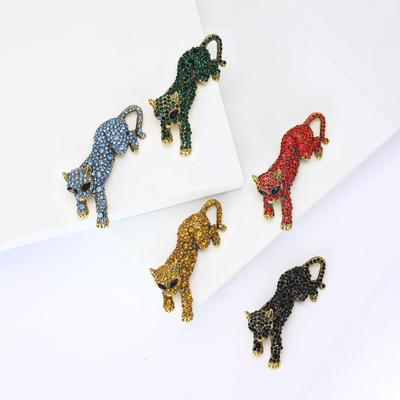 Retro Legierung Strass Leopard Brosche Personalisierte Kreative Herren Und Damen Anzug Mantel Corsage Schmuck Pin