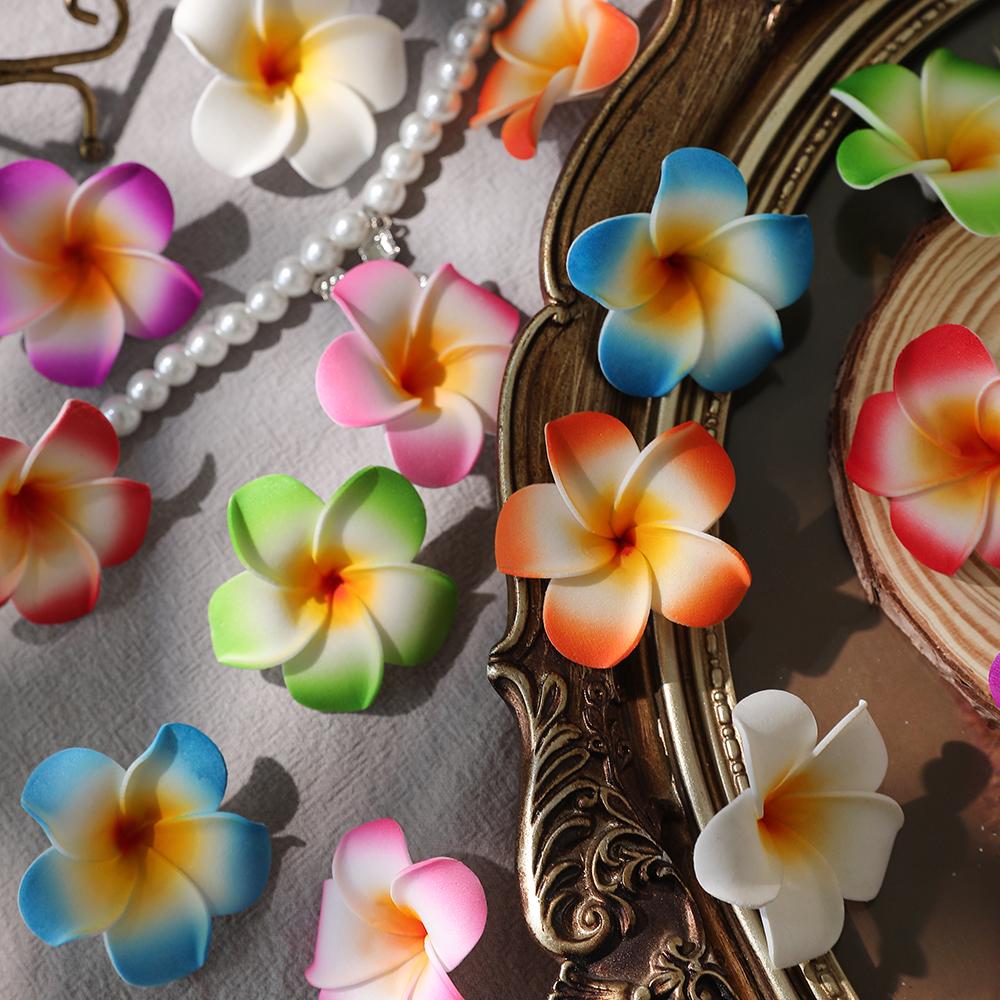 10 Stück 5cm Hawaiianische Plumeria PE Schaumstoff Kunstblume DIY Kranz Kopfschmuck Blumen Hochzeitsdekoration Partyzubehör