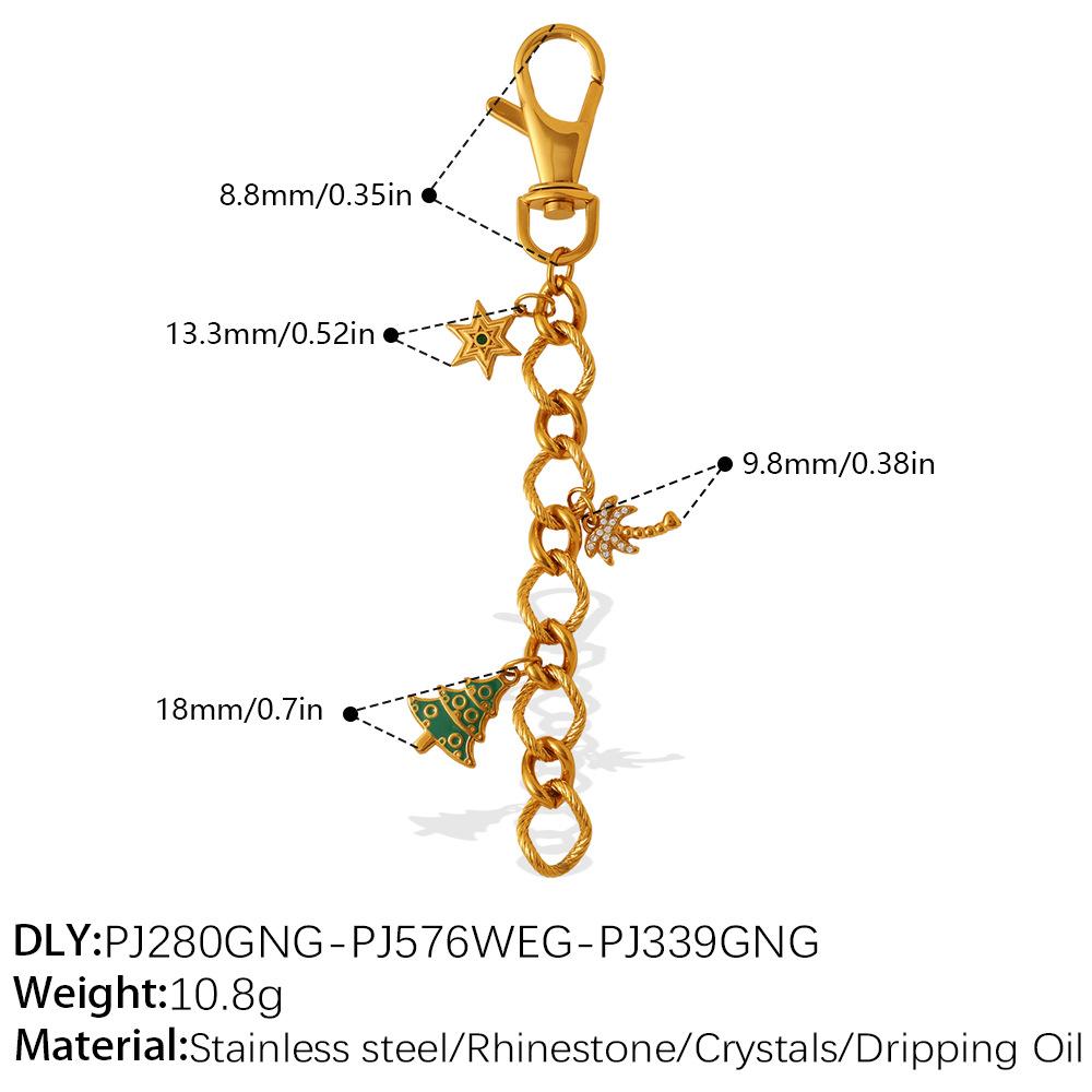 Ins Y2K Flower Natural Stone DIY Pendant Keychain, 18K Gold Plated Multi-element Pendant Chain