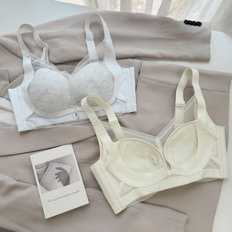 Women's big breasts show small thin styles, gathered without steel rings, paper sheet adjustment type, double breasts, anti-sagging bra, sexy bra