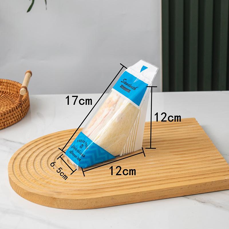 100 Stück transparente Sandwichverpackungen für gebackene Dreieckskuchen, Einwegverpackung, transparenter Beutel