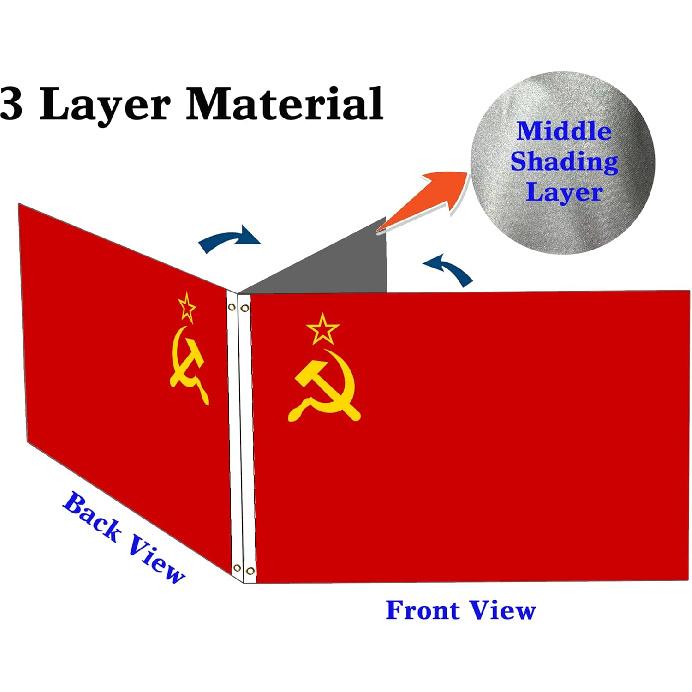 Double Sided Soviet Union Flag 4x6FT USSR Socialist Republics National Polyester Flag With 2 Grommets For Patriotic USSR Themed Festival Events Party