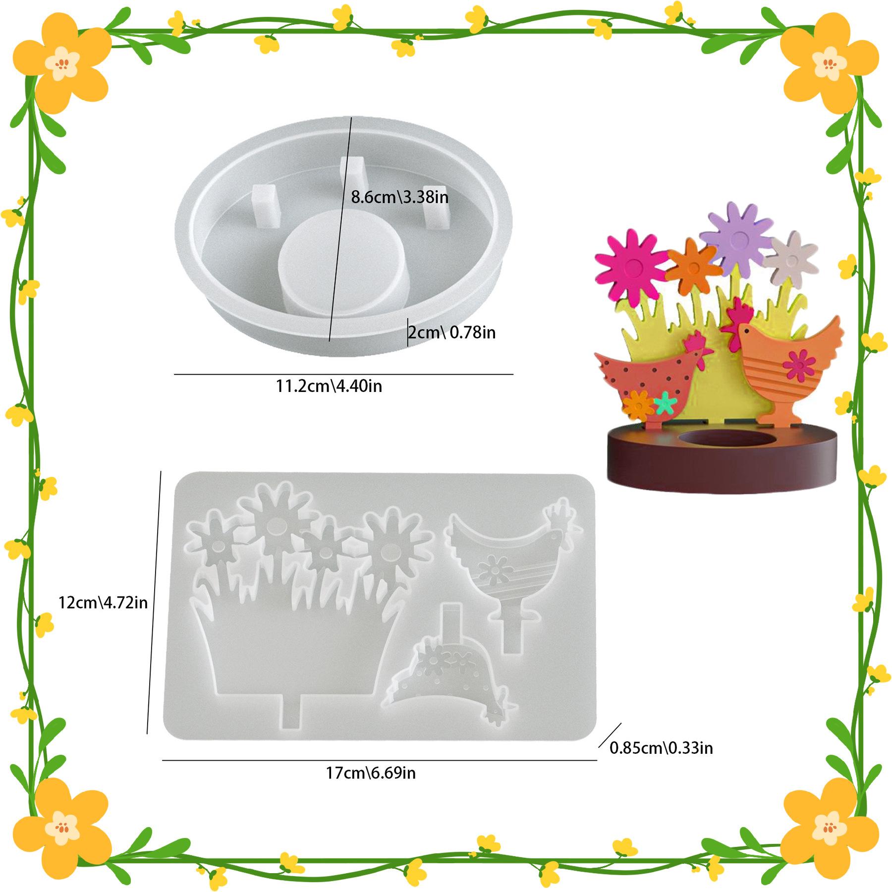 

Flower Hen Combination Candle Holder Mold,Epoxy Resin Candle Holder Silicone Mold,Candle Base Decorative Plaster,Irregular Shape