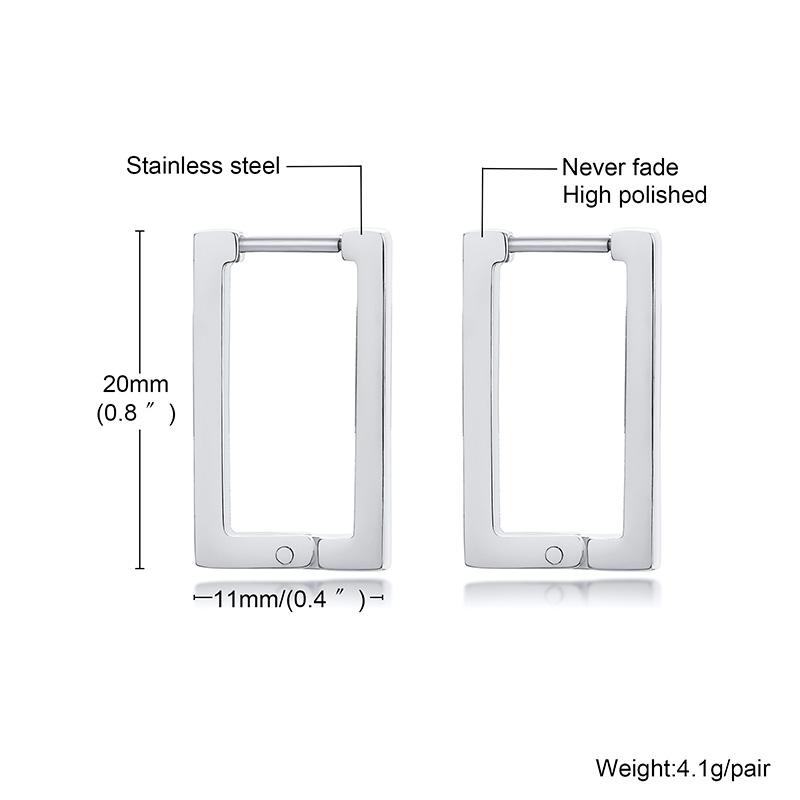 Minimalist Square Hoop Earring for Women Girls Ear Huggie Rectangle Hoops Dangle Stainless Steel Not Allergic