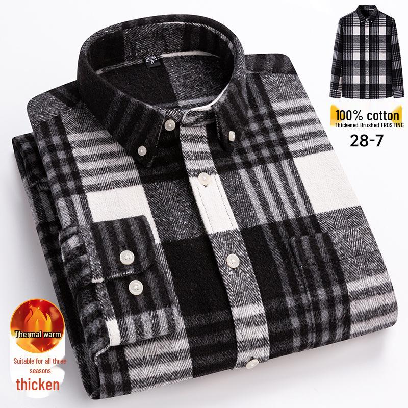 

Мужская толстая клетчатая фланелевая хлопковая рубашка для осени и зимы, стиль с длинным рукавом. 5XL