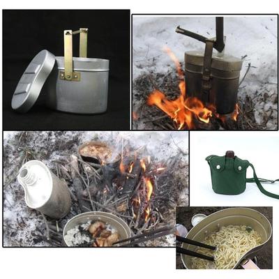 Portable Aluminum Canteen Set with Cup and Lid, Lightweight Cooking Equipment for Outdoor Camping and Hiking Activities