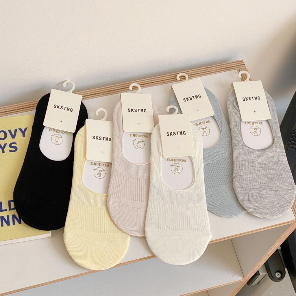 Solid Color Basic Vertical Strip Silicone Non-Slip Invisible Socks For Women Do Not Fall Off The Heel Shallow Mouth, Summer Versatility