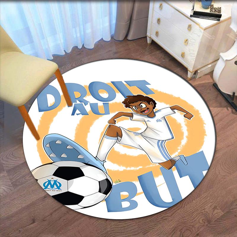 Olympique de Marseille Printed Round Rug Carpet Chair Rug Area Rug Entryway Doormats,for Office Chair Living Room Bedroom Kitchen Room.
