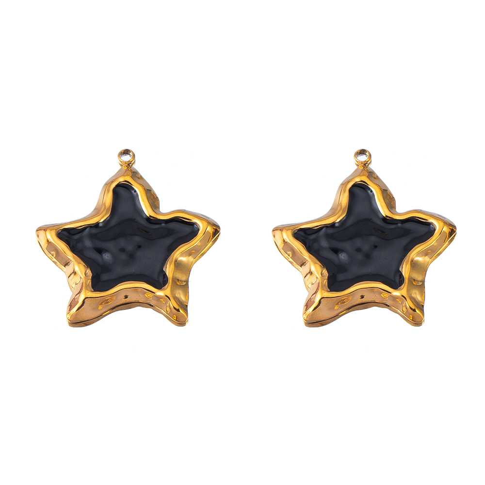 2pcs Punk Black Enamel Stainless Steel Pendant Necklace Charms Base Gold Plated Earrings Material DIY Bracelets Jewelry Findings