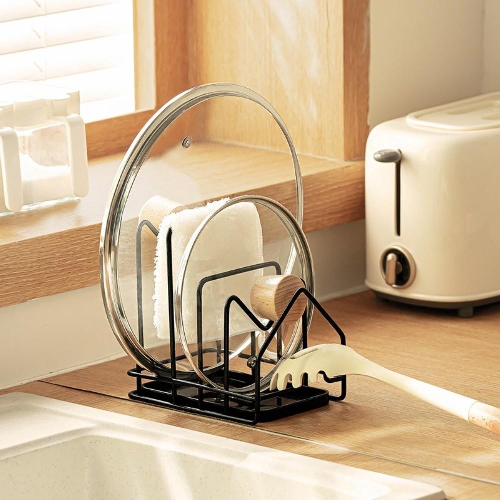 Multifunctional Pan Lid Organizer Hollow Design Cutting Board Holder Kitchen Storage Rack Cabinet