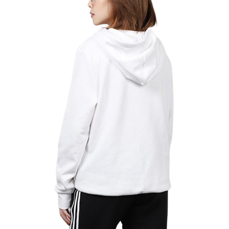 Adidas Simple Casual Hooded Pullover Long Sleeve Sweatshirt Women Sweatshirt White FI7889